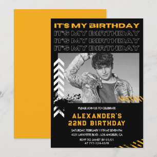 22nd birthday invitations Men Photo Spray paint