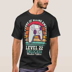 22nd Birthday Level 22 Unlocked Gamer Vintage 2001 T-Shirt