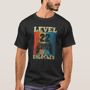 22nd Birthday Level Unlocked Vintage For Gamers T-Shirt