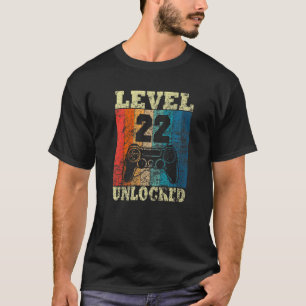 22nd Birthday Level Unlocked Vintage For Gamers T-Shirt