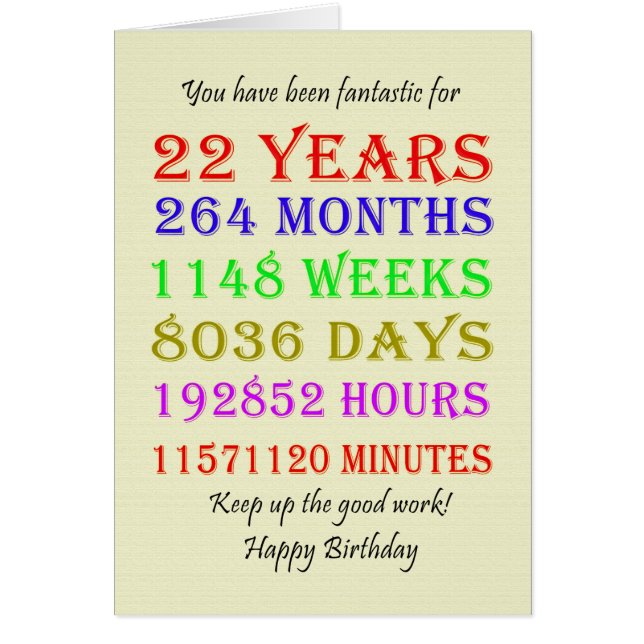 22nd Birthday Milestones (Front)