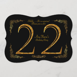 22nd,Birthday party 22nd,great Gatsby,black & gold Invitation