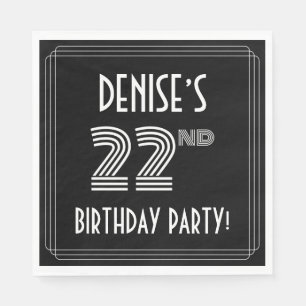 22nd Birthday Party: Art Deco Style + Custom Name Napkin