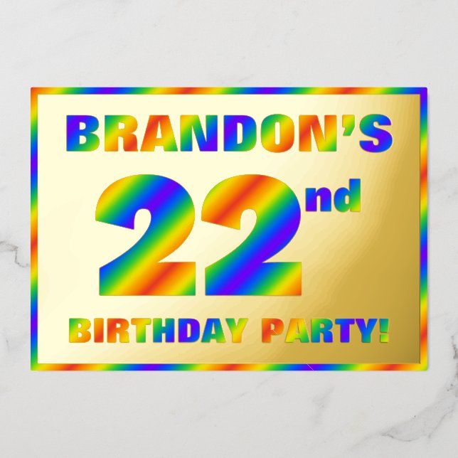 22nd Birthday Party — Fun, Rainbow Spectrum “22” (Front)