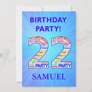 22nd Birthday Party Invitation Add a Name