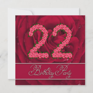 22nd birthday party invitation with roses