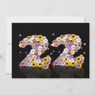 22nd Birthday party, with flowered letters Invitation