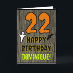 22nd Birthday: Spooky Halloween Theme, Custom Name Card<br><div class="desc">The front of this spooky and scary Hallowe'en birthday themed greeting card design features a large number "22", along with the message "HAPPY BIRTHDAY, ", and a custom name. There are also depictions of a bat and a ghost on the front. The inside features a customisable birthday greeting message, or...</div>