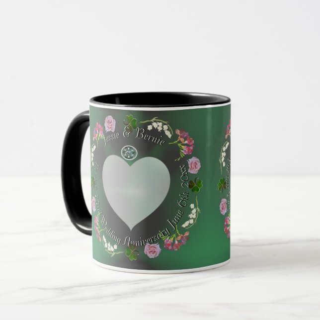 22nd Floral Wedding Anniversary Mug (Front Left)