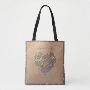 22nd Wedding Anniversary Coppery Heart Rose  Tote Bag