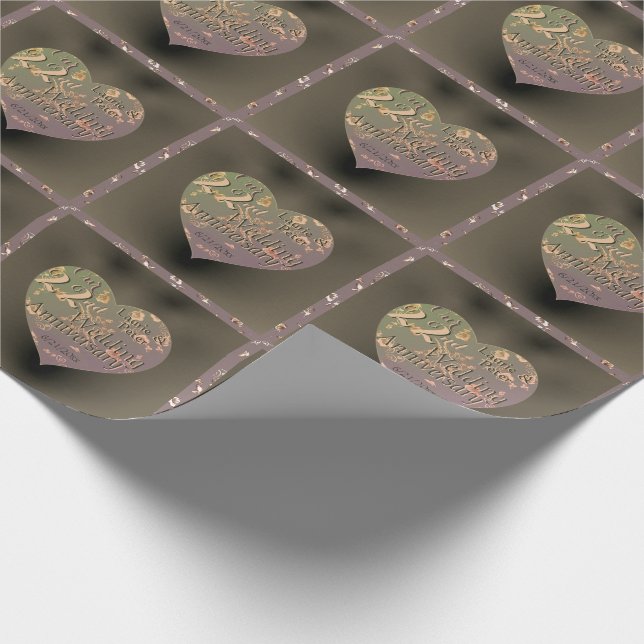 22nd Wedding Anniversary Coppery Rose Wrapping Paper (Corner)