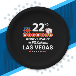 22nd Wedding Anniversary Couples Las Vegas Trip Paper Plate
