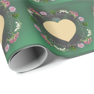 22nd Wedding Anniversary Floral +Photo Wrapping Paper