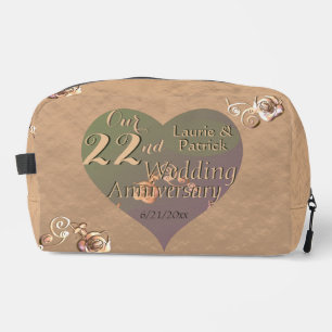 22nd Wedding Anniversary Heart Rose Dopp Kit