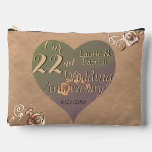 22nd Wedding Anniversary Heart Rose Scarf Accessory Pouch