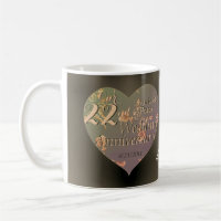 22nd Wedding Anniversary Heart Roses Mug