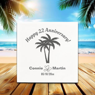 22nd Wedding Anniversary Palm Trees Napkin