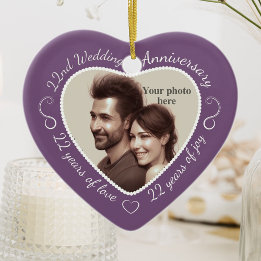 22nd Wedding Anniversary Photo Ceramic Tree Decoration