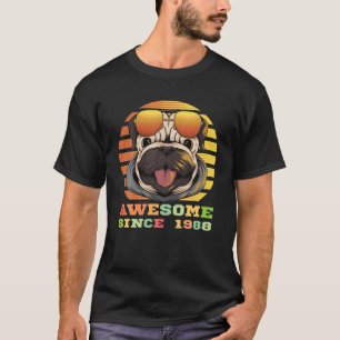 22Th-Bday, Vintage Pug Dog, Puppies Awesome Since T-Shirt