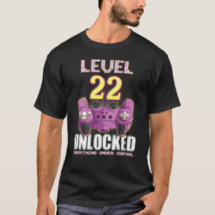22th Birthday Gamer Boys Girls 22 Year Old Level 2 T-Shirt