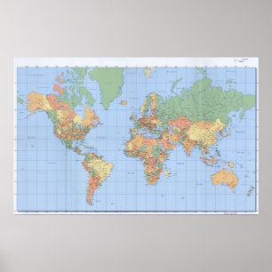 22x34 World Maps, Printed Map Poster