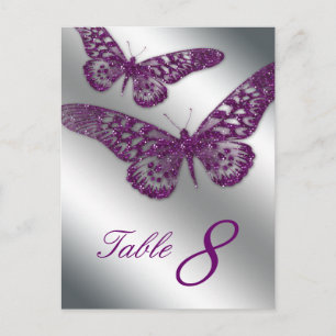232 Butterfly Postcard Table Card Purple Silver