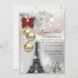 232 Christmas Paris Card Eiffel Tower Snow