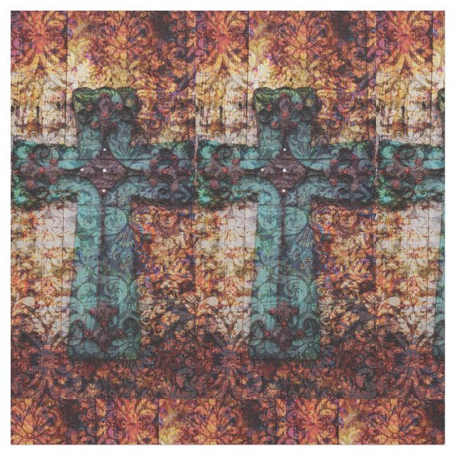 232 Cross Vintage Antique Rustic c . Fabric (Close Up)