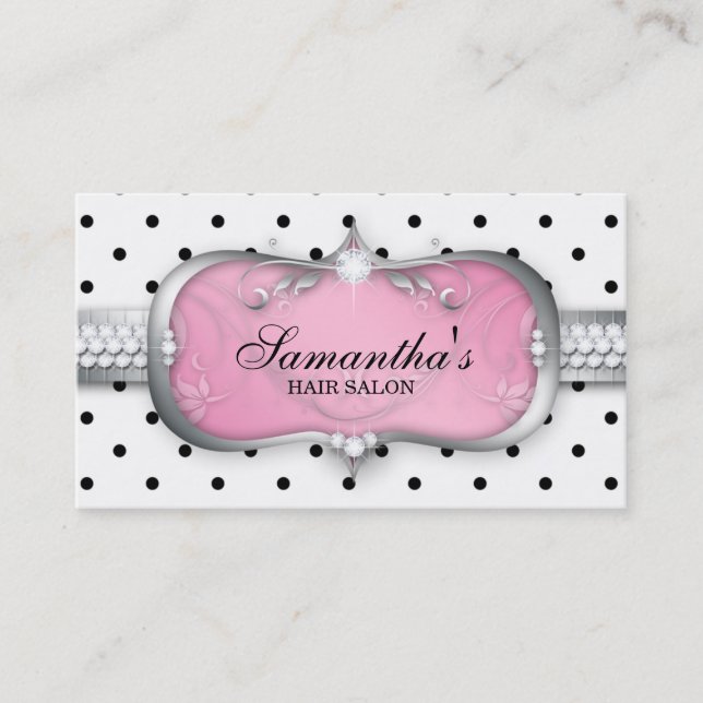 232 Cute Dots Jewellery Busines Hair Stylist Moder Business Card (Front)