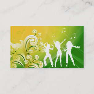 232 Dj Business Music Green Yellow Retro Dance Card