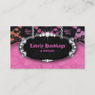 232 Elegant Jewellery N Lace Diamonds Pink Suede Business Card
