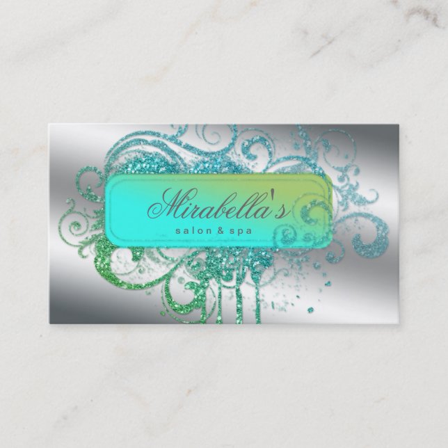 232 Glitter Nail Salon Appointment Elegant Bling Card (Front)