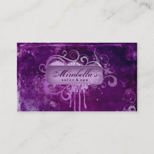 232 Grunge Business Card Flower Salon Spa Purple