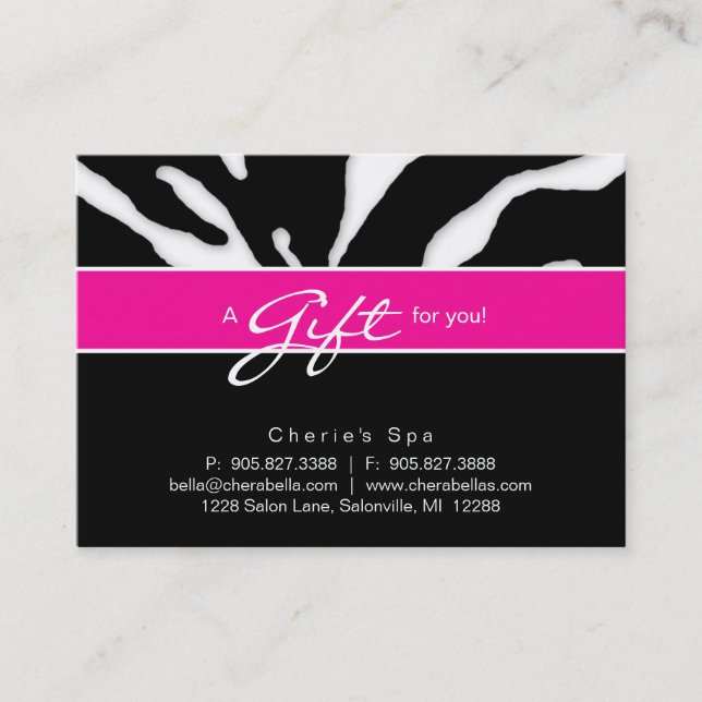 232 Salon Gift Card Zebra Animal Lips Pink (Front)