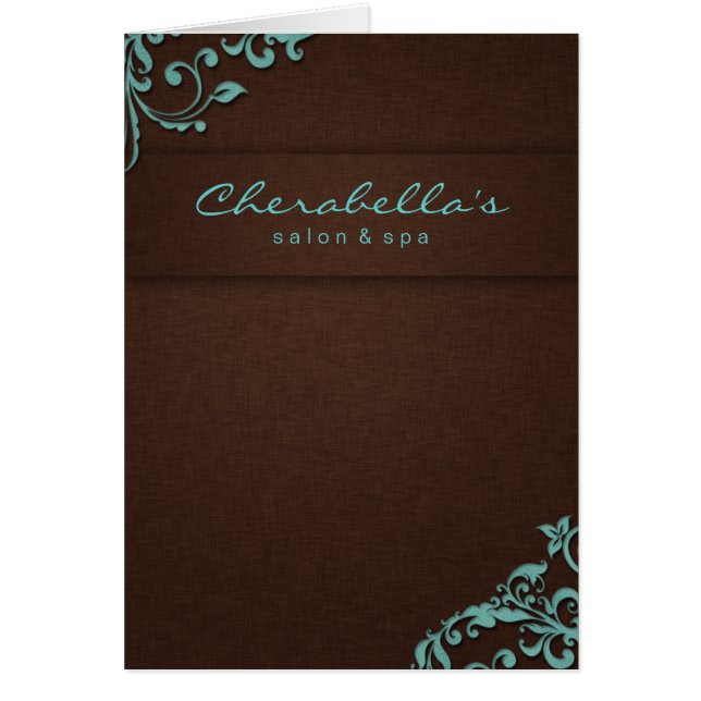 232 Spa Salon Brochure Blue Brown Linen Floral 2 (Front)