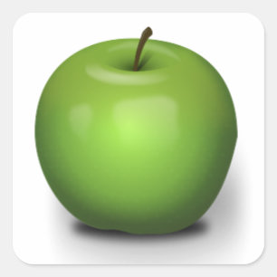 23392 PHOTO-REALISTIC GREEN APPLE GRAPHIC DIGITAL SQUARE STICKER