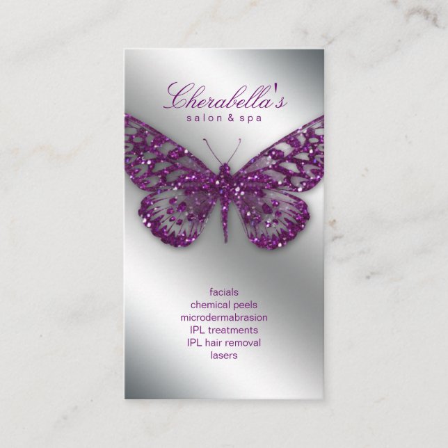 233 Beauty Business Card Salon Butterfly Purple (Front)