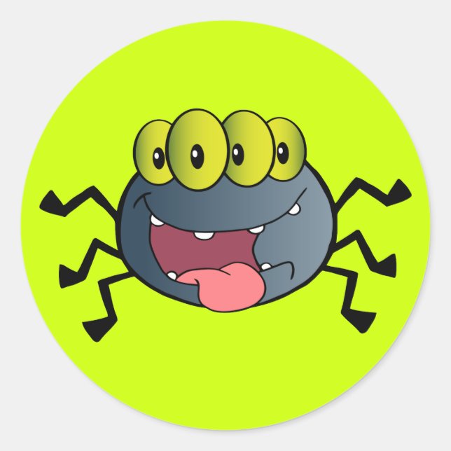 _2387-Happy-Spider-Cartoon-Character HAPPY CARTOON Classic Round Sticker (Front)