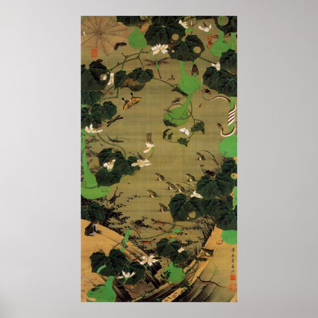23. 池辺群虫図, 若冲 Living Beings with Pond, Jakuchū Poster (Front)