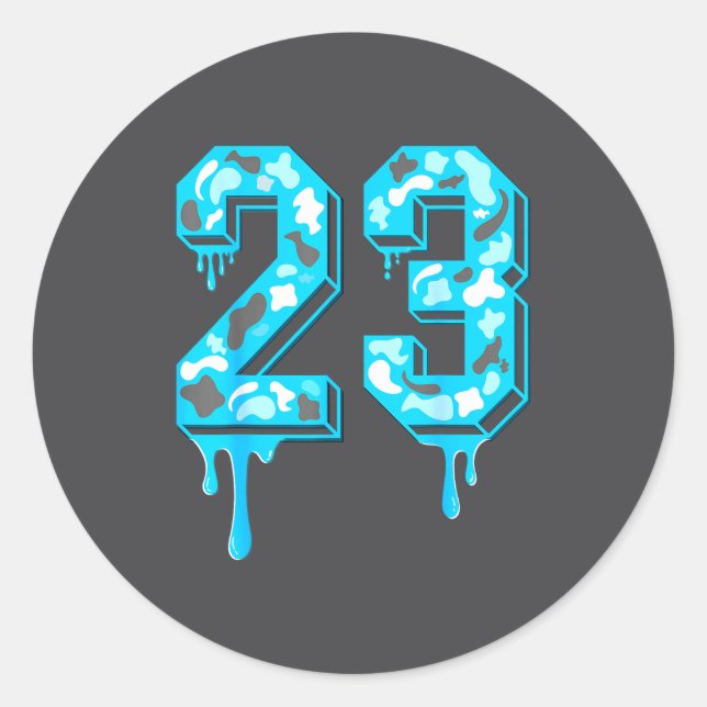 23 Drip Camo Gamma Blue Matching  Classic Round Sticker (Front)