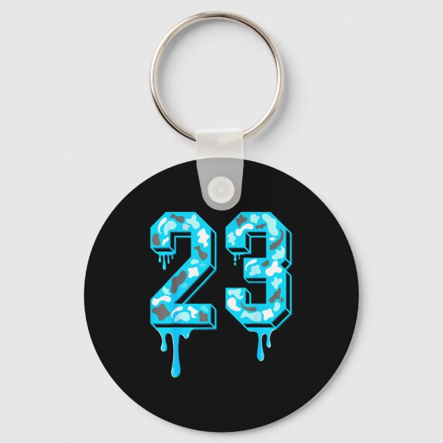 23 Drip Camo Gamma Blue Matching  Key Ring (Front)