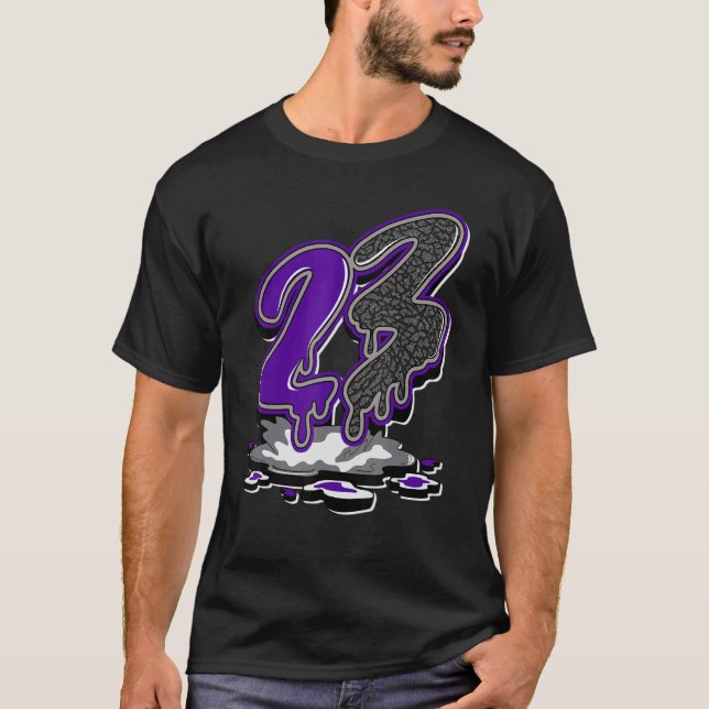 23 Drip Dark Iris 3s Matching T-Shirt (Front)