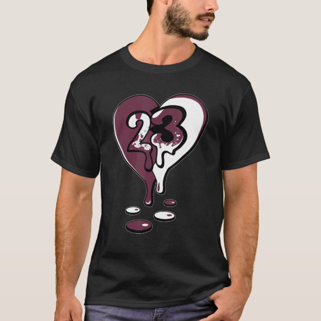 23 Drip Heart High Bordeaux 1s Matching T-Shirt (Front)