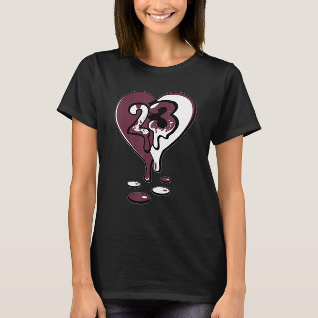 23 Drip Heart High Bordeaux 1s Matching T-Shirt (Front)