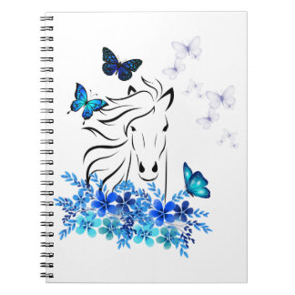 23 estampa cavalo e borboletas notebook