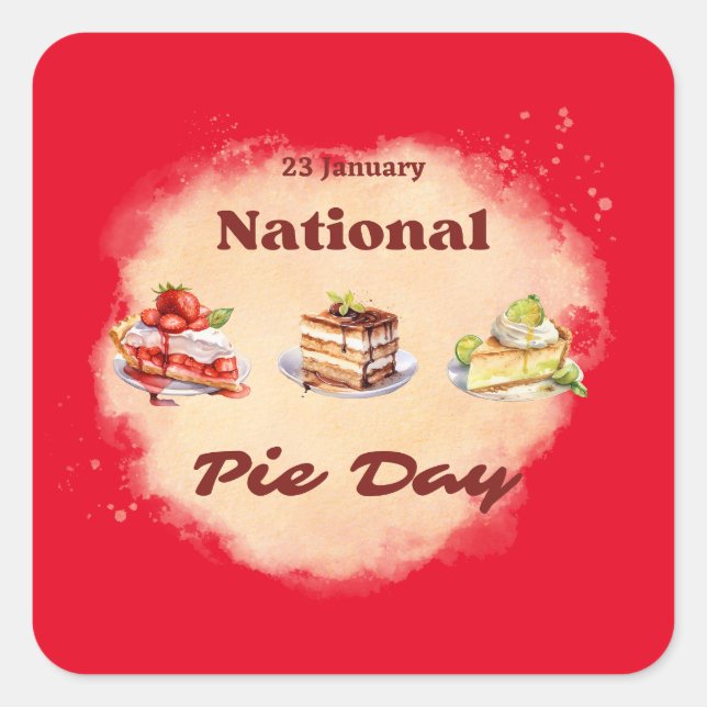 23 January National Pie Day Square Sticker (Front)