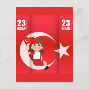 23 Nisan Çocuk Bayramı Joyful Celebration For Kids Holiday Postcard