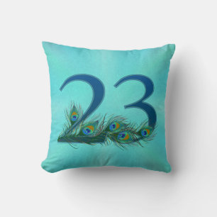 23 Peacock Feather Birthday Anniversary Elegant Cushion