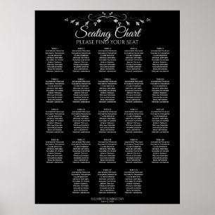 23 Table Elegant Black Wedding Seating Chart