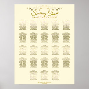 23 Table Gold Cream Elegant Wedding Seating Chart